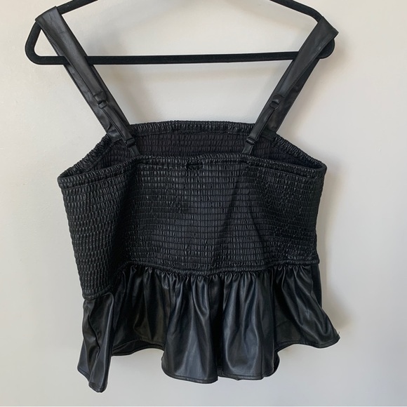 Torrid Faux Leather Block Smocking & Ruffle Cropped Tank Size 1 (14/16, 1X) - Picture 2 of 6